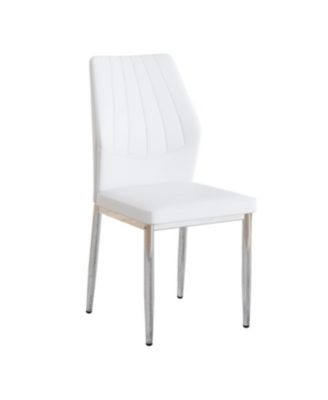 Set of 6 Silver & White Dining Chairs, 37" High, Ergonomic PU Backrest