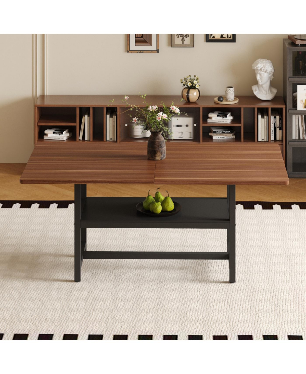 Streamdale Furniture Walnut Dining Table with Storage Platform (7135.4