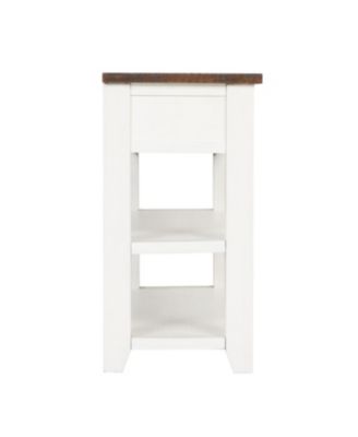 48" Solid Pine Wood Top Console Table with 3 Drawers & 2 Shelves (Antique White/Brown)