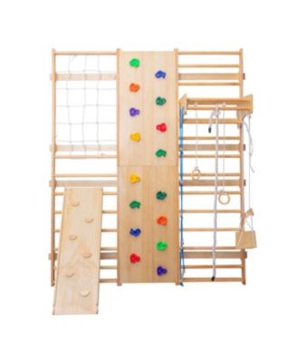 All-in-One 10-in-1 Indoor Climbing Set with Rock Wall, Swings, Rings, Ladders