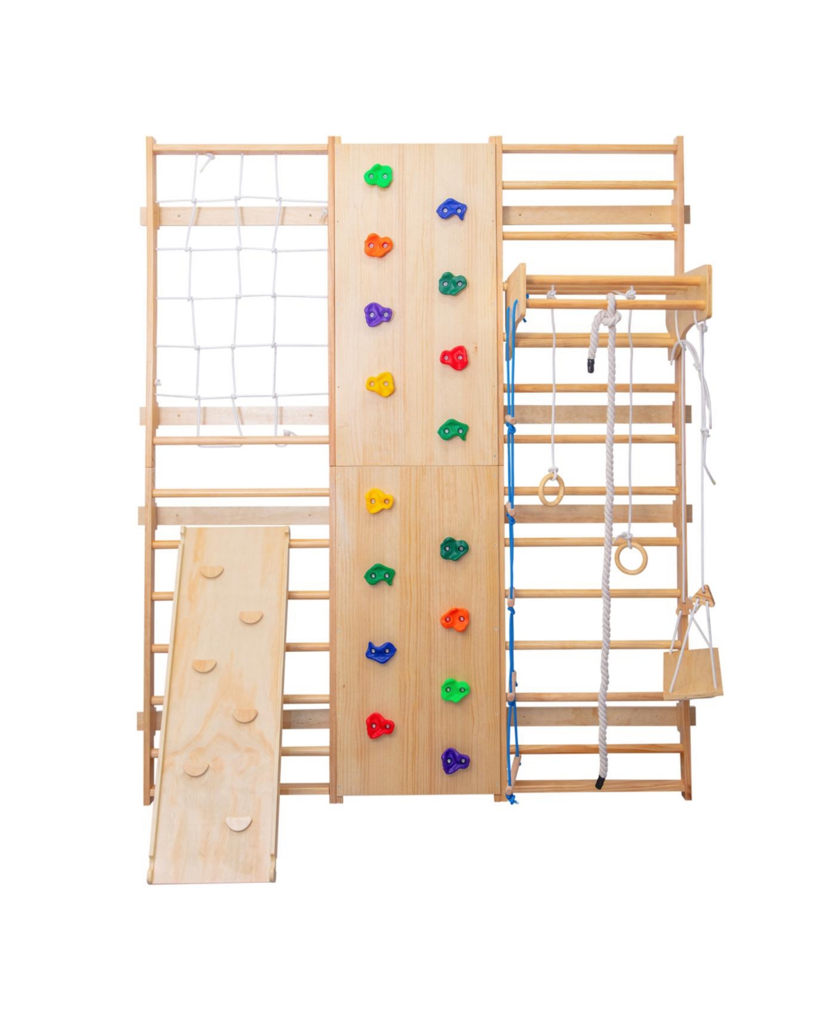 Streamdale Furniture All-in-One 10-in-1 Indoor Climbing Set with Rock Wall, Swings, Rings, Ladders