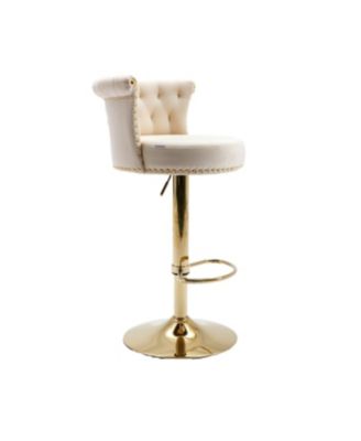 Velvet 360 Rotating Bar Chair with Adjustable Height - Modern Kitchen Island Chair