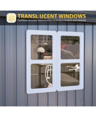 12x10 FT Outdoor Storage Shed Metal, Large Garden Tool Sheds with Lockable Doors, Grey