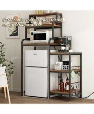 Multifunctional 7-Tier Mini Fridge & Microwave Stand with Outlets