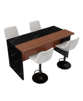 Marble Look Kitchen Island with LED Lighting