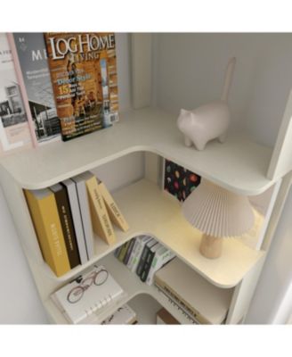 6 Tier L-Shaped Corner Bookshelf for Living Room/Bedroom, White