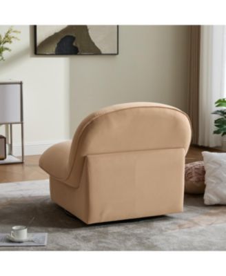 Swivel Chair, Velvet Upholstery, Pumpkin-Shaped, 360-Degree Base