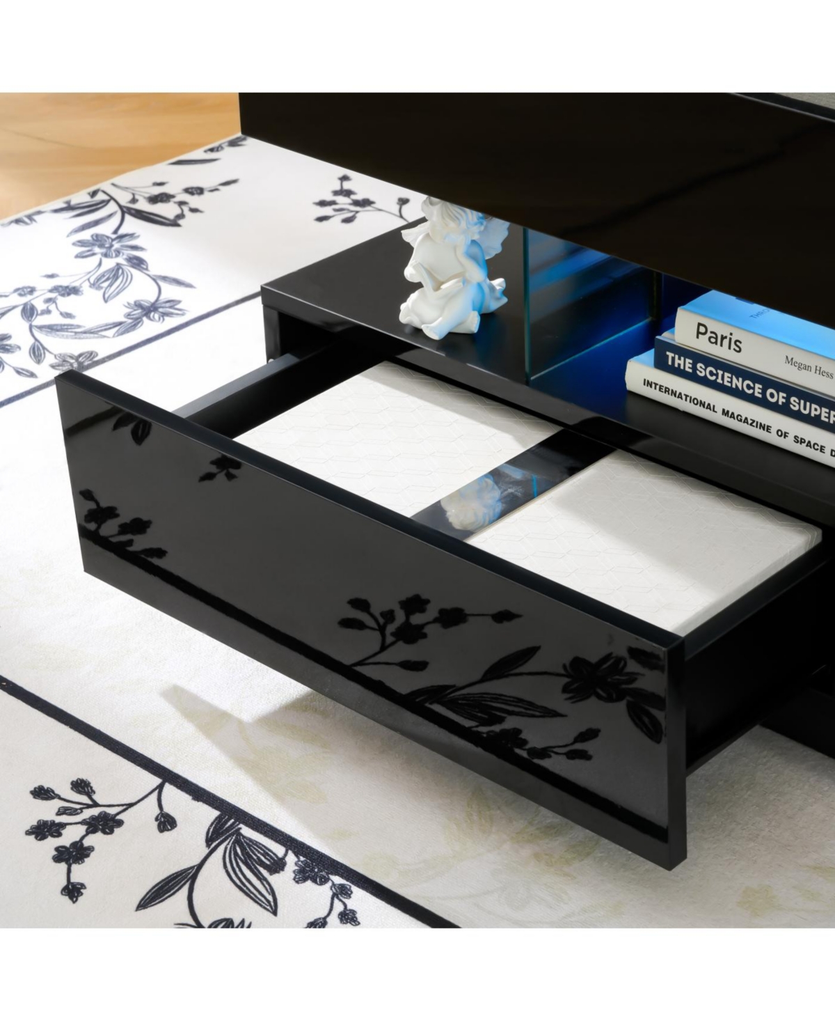 Streamdale Furniture Lift Top Coffee Table with Hidden Storage & Led Lights