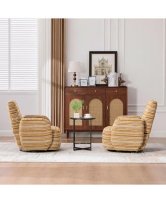 Modern 360 Swivel Leisure Chair with Striped Armrest