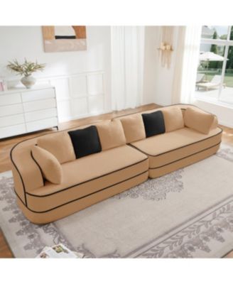 Streamdale Teddy Fabric 4-Seat Boneless Sofa, Camel