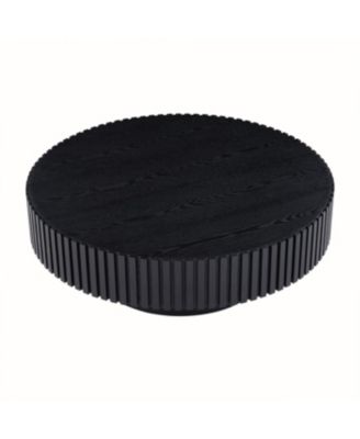 Nestling Round Wood Coffee Table, Modern Living Room Table, Black