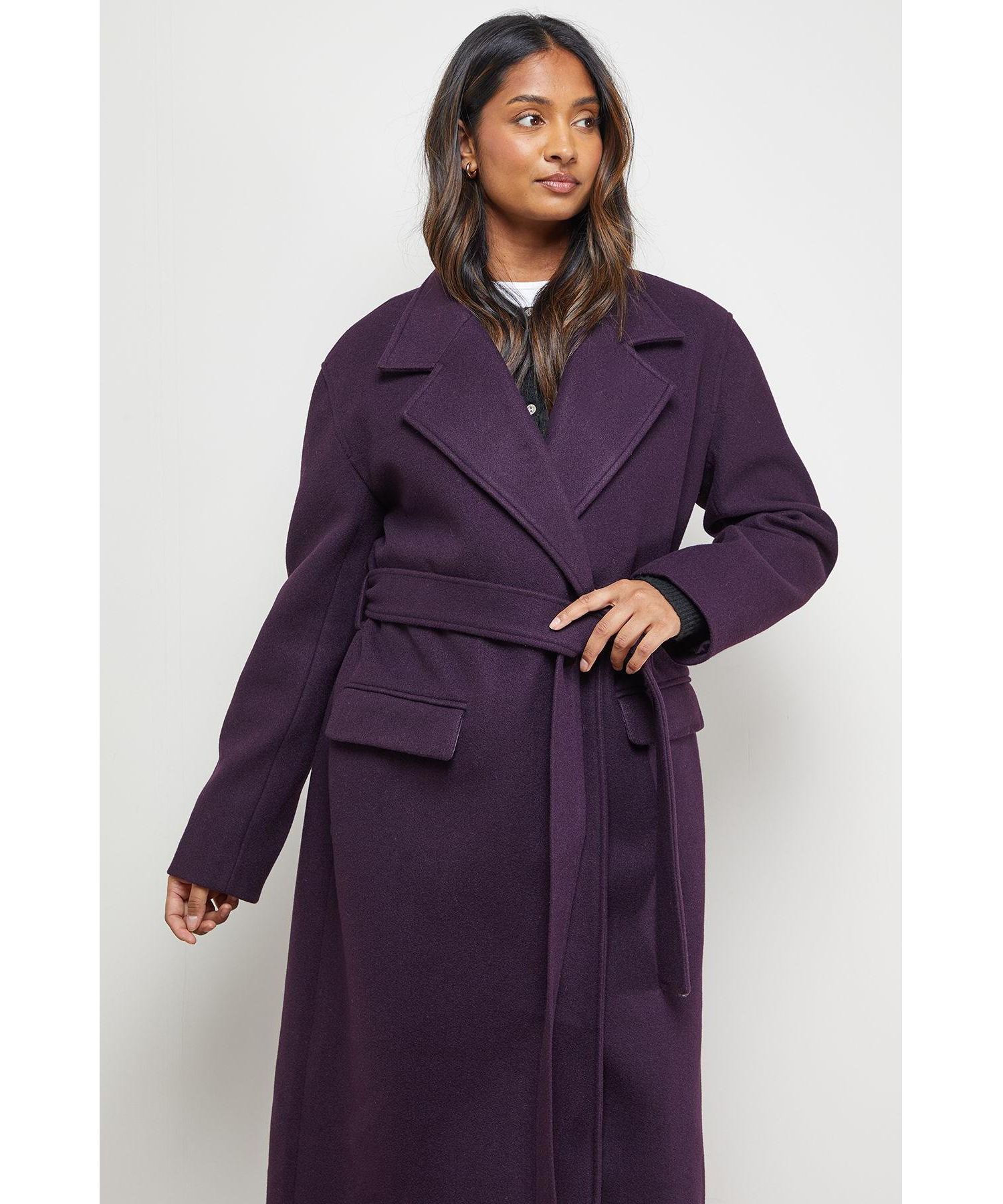 Women's Tie Belt Detail Midi Coat