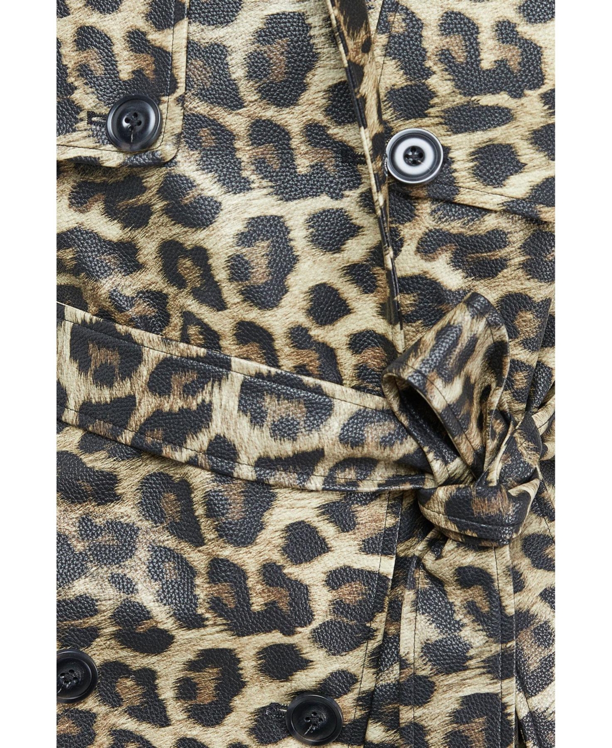 Warehouse Women's Pu Leopard Print Trench Coat