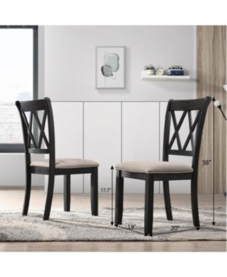  7-Piece Dining Set, Hairpin Dining Table with 6 Cross-back Chairs, Rich Black