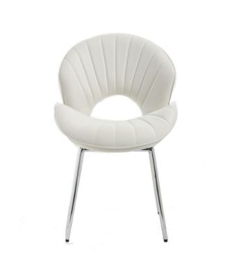 Streamdale Modern Design Chair, White Velvet, Set of 2