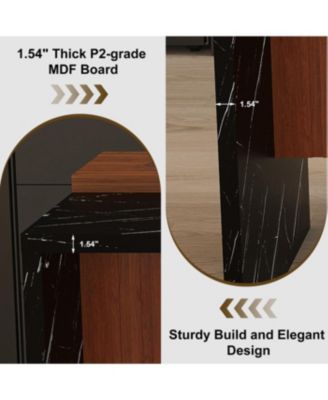 White Marble Look Kitchen Island with LED Lighting