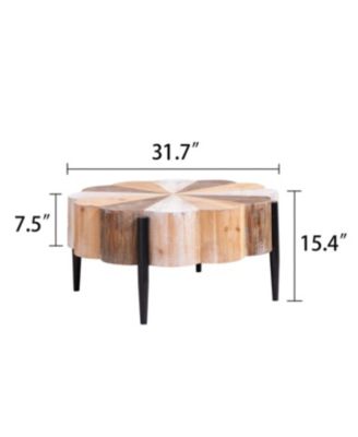 Diameter Rustic Flower-Shaped Wood Coffee Table with Metal Legs
