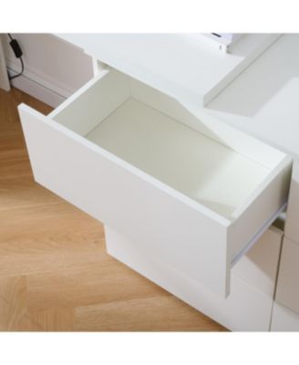 Streamdale Six drawers, removable desktop, three storage compartments, white table