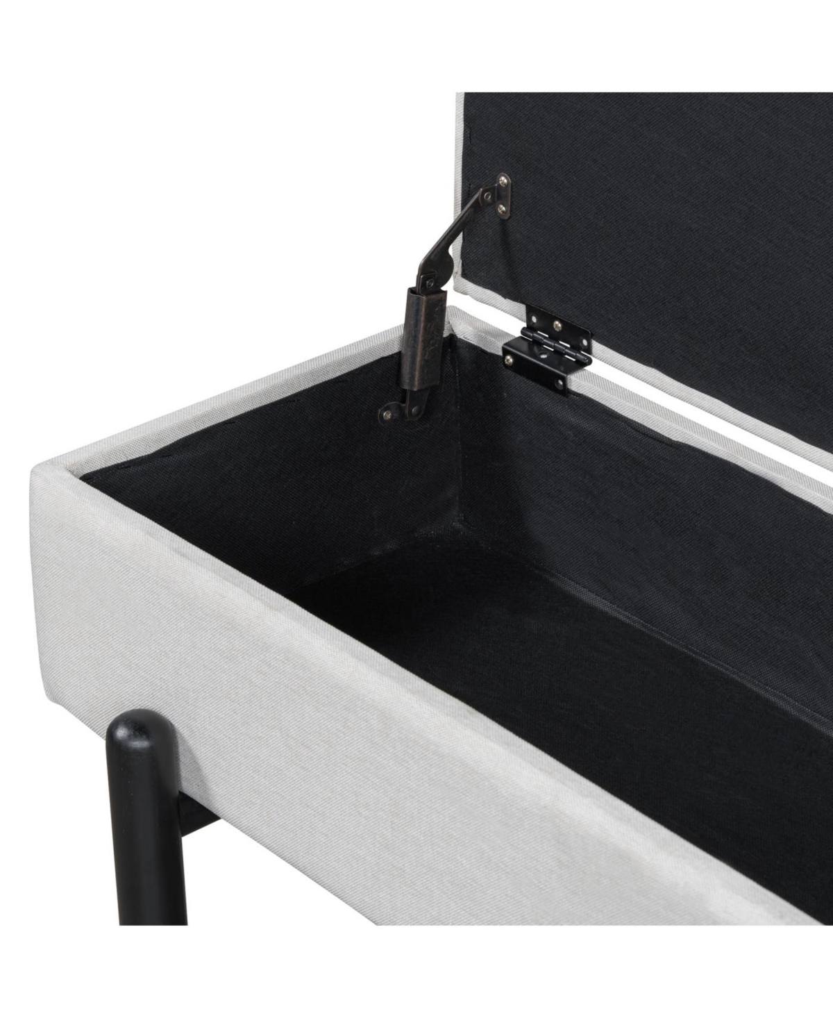 Streamdale Furniture Farmhouse Upholstered Storage Bench with Hidden Compartment (Black