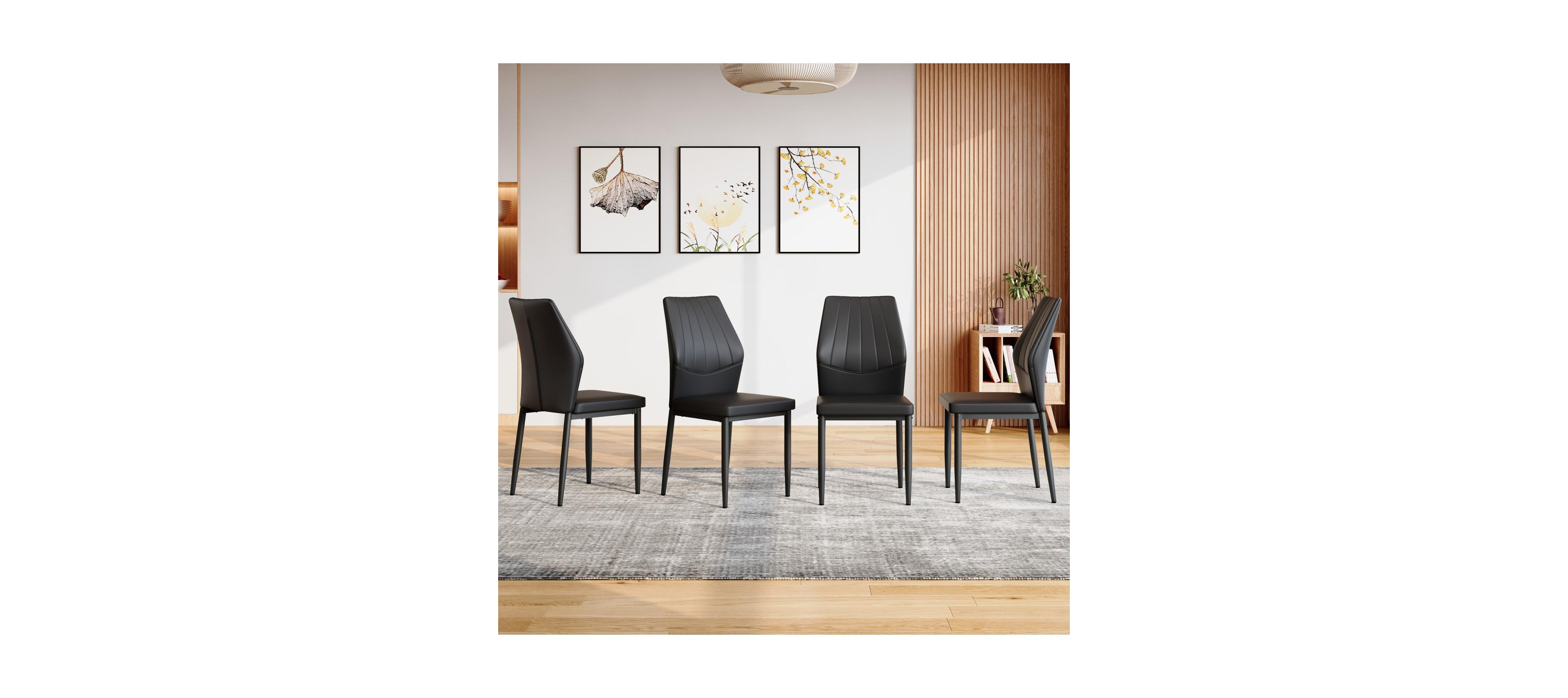 Streamdale Furniture Streamdale Set of 4 Black Dining Chairs, 37" High