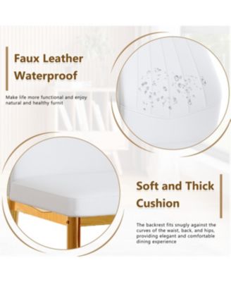  Set of 4 Gold & White Dining Chairs, 37" High, Ergonomic PU Backrest