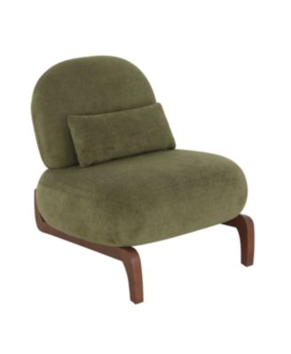 Streamdale Cute Velvet Accent Chair with Solid Wood Legs (Green