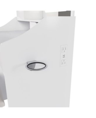 Streamdale 3-Color LED Vanity Mirror with Stool & Pink Dressing Table, 2 Drawers, 5 Cabinets