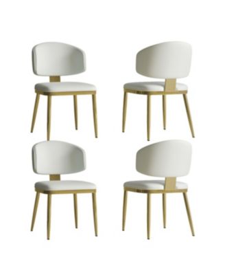 Streamdale Dining Chairs Set of 2, Modern PU Leather Metal Dining Chairs - White