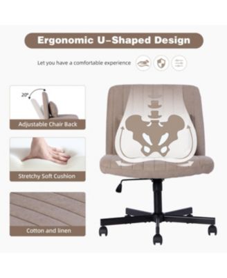 Criss Cross Linen Office Chair - Adjustable, Armless, for Home & More