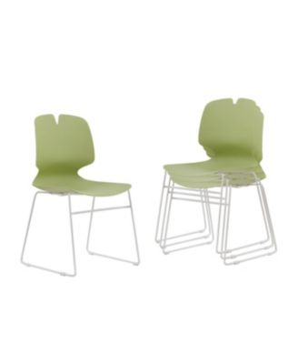 Streamdale Modern Stacked Office Chairs Set of 4 (Green/Grey) - Polypropylene, 180KG Cap