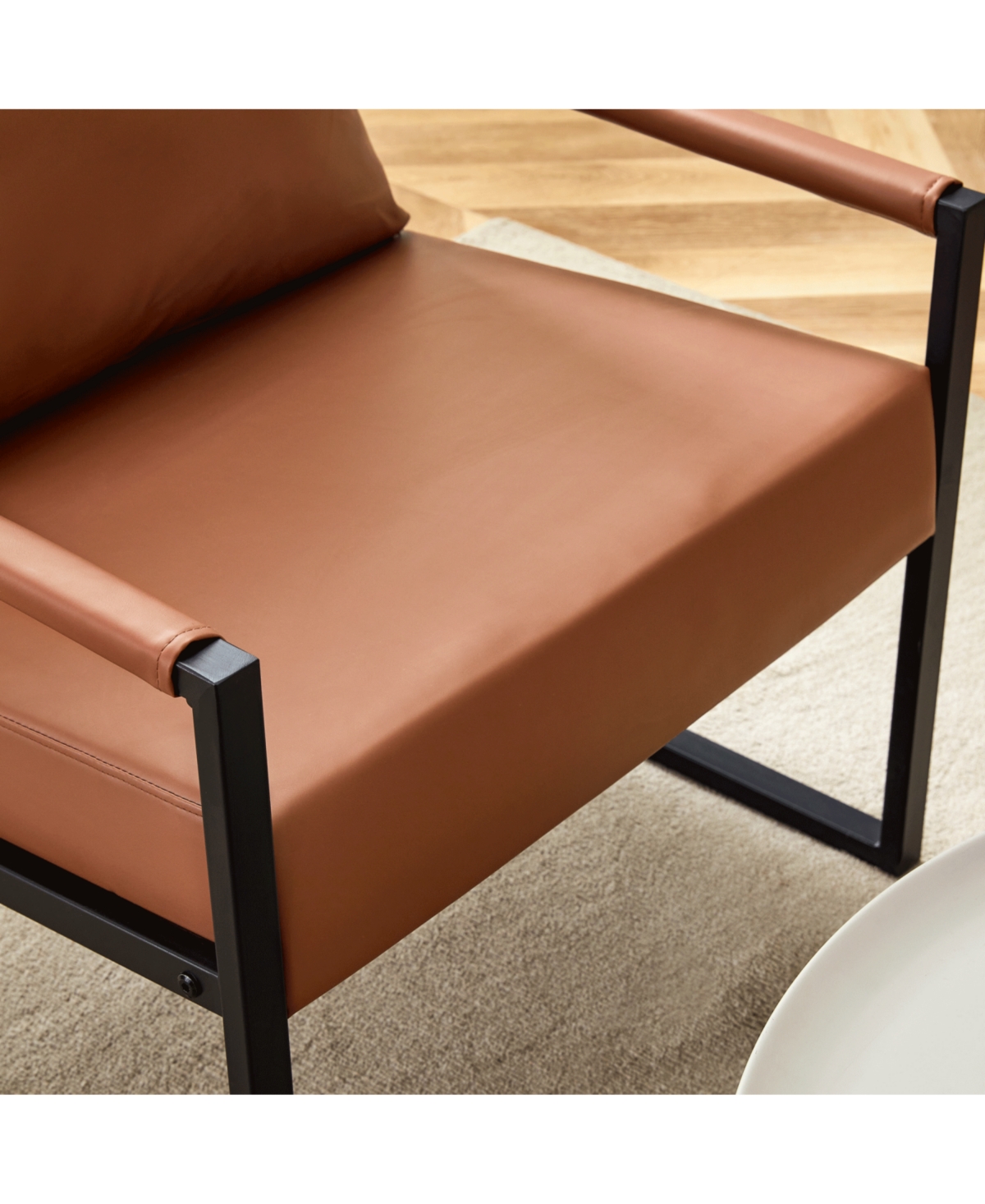 Streamdale Furniture Classic Brown Pu Leather & Metal Sofa