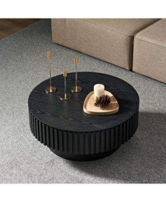 Streamdale 31.49" Nesting Round Wood Coffee Table with Storage - Black