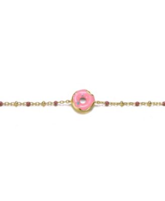 14K Gold Plated with Pink Donut Charm Bracelet