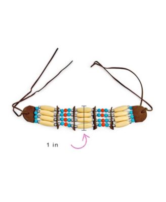 Boho Handmade 3 Row Line Bead Natural Wood Leather Tribal Wide Choker Necklace Adjustable