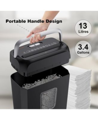 6-Sheet Crosscut Shredder for Home Office - Shreds Paper, Credit Cards, Mail, Staples, Clips - 3.4 Gal Bin with Handle