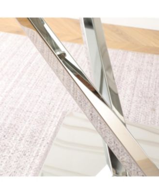 Streamdale Modern glass dining table & 6 gray chairs set