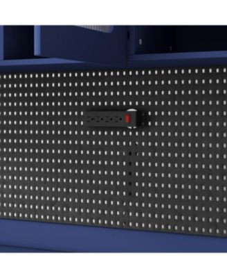  Freestanding 63" W Buffet with Hutch, Coffee Bar Storage Cabinet, Blue