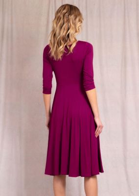 Women's Annie V-Neck 3/4 Sleeve Midi Dress