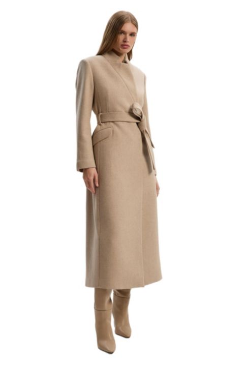Женские куртки Karen Millen Wool Notch Neck Tailored Maxi Coat