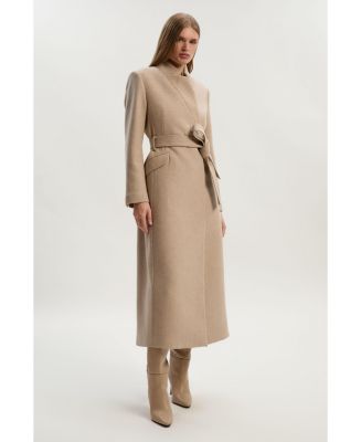 Karen Millen Women's Wool Notch Neck Tailored Maxi Coat - Macy's