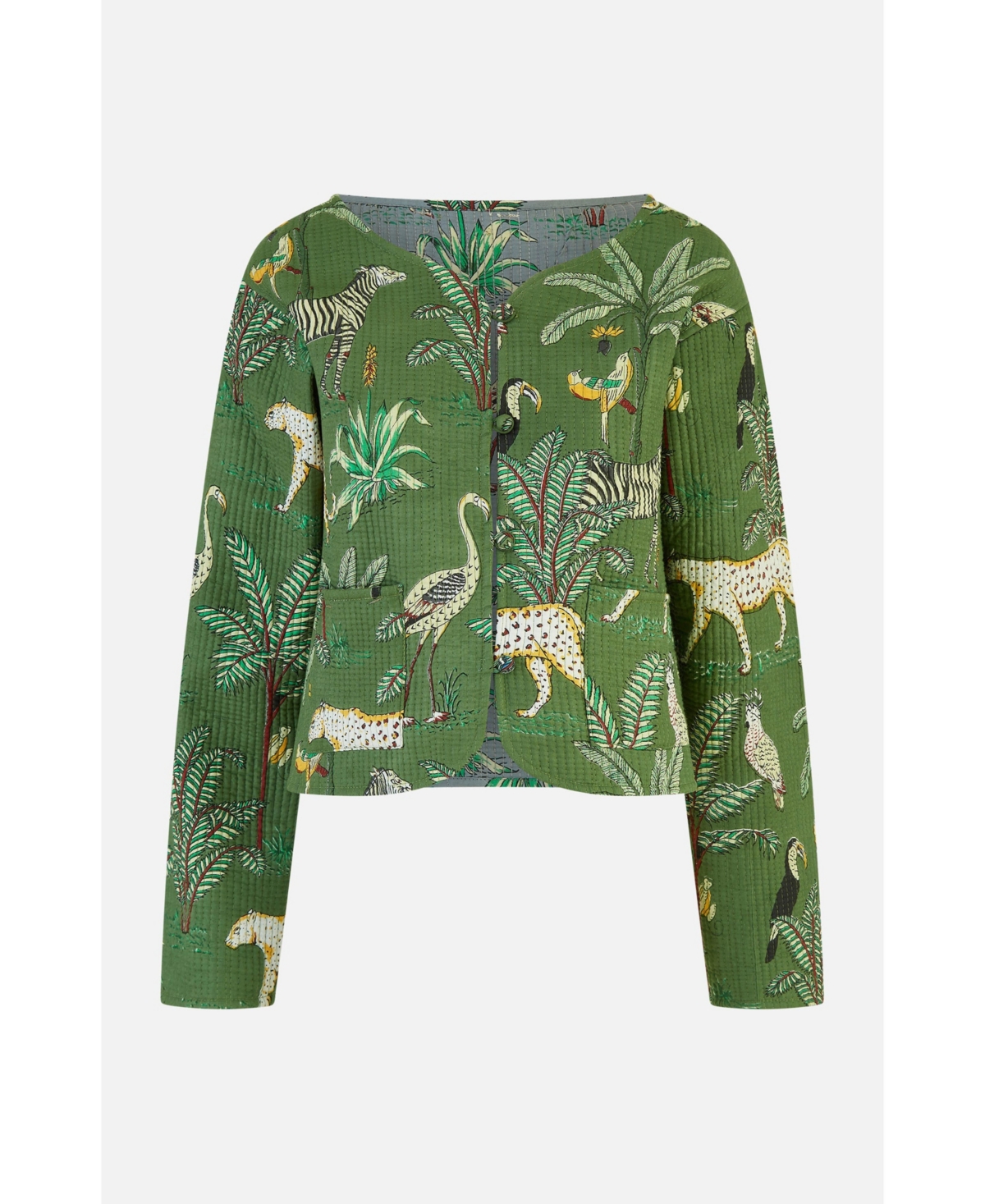 Yumi Women's Animal Reversible Cropped Quilted Jacket