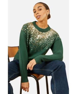 Women's Relaxed Knitted Sequin Sweater