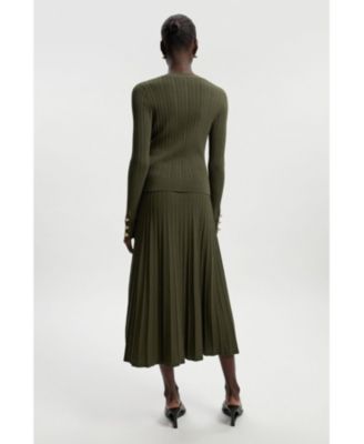 Women's Textured Knit Full Midi Skirt