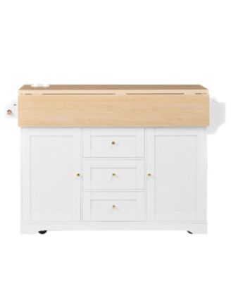 Streamdale Multifunctional Extendable Kitchen Island Cart with Outlet & Wheels