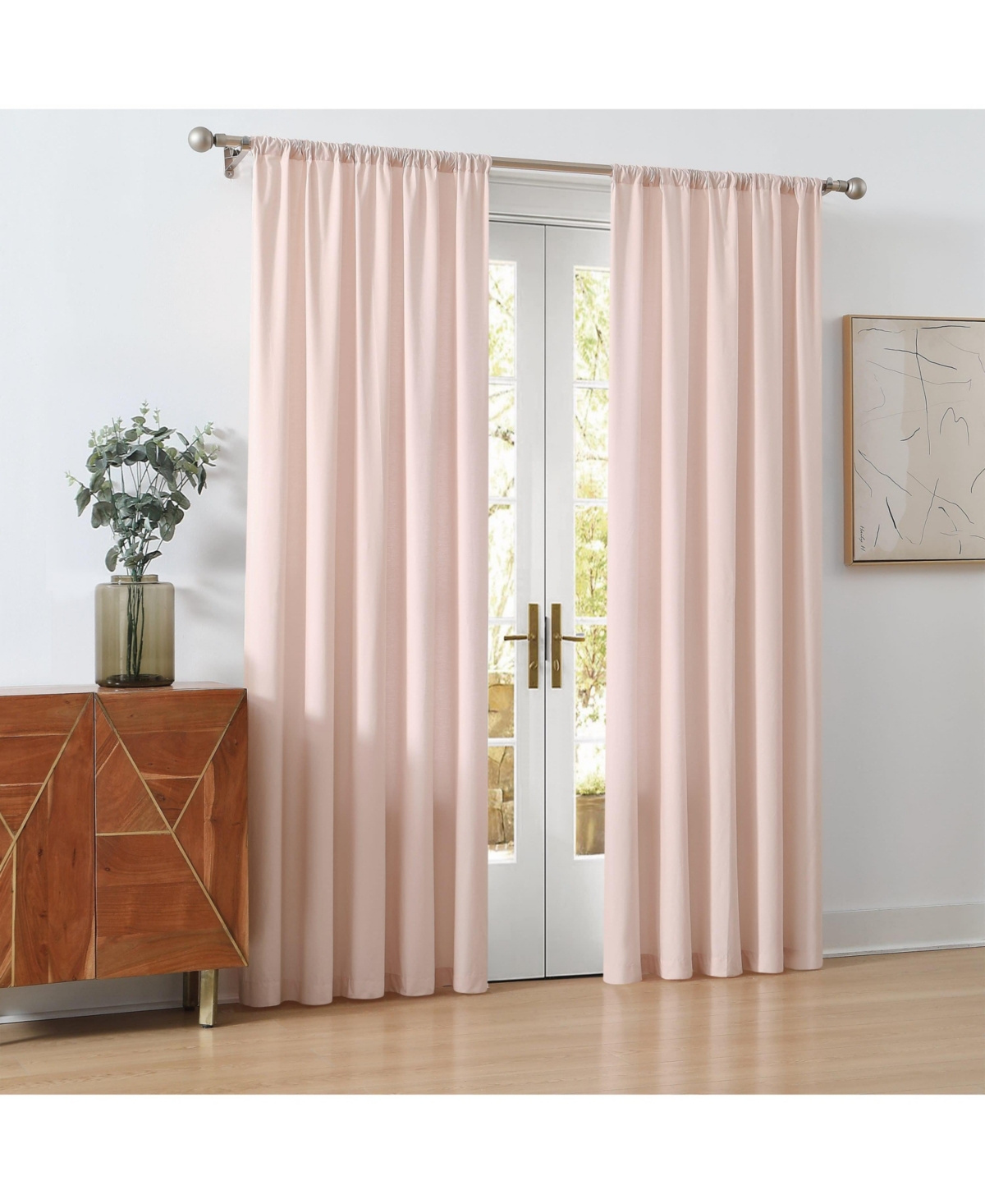 Cannon Percale 200 Thread Count Solid 100% Cotton Drape Pair 2 Piece Window Curtain