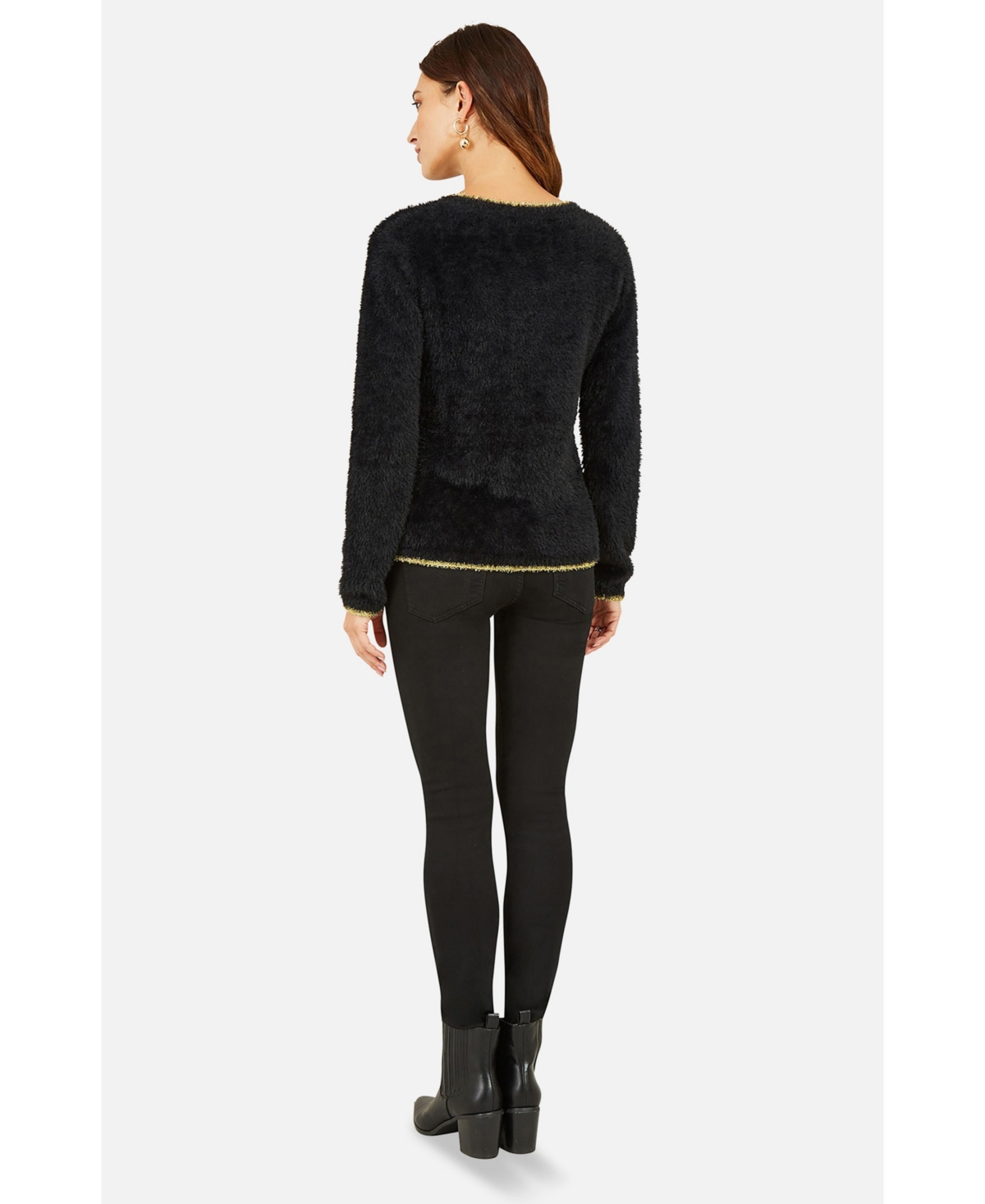 Yumi Women's Fluffy Star Holiday Sweater