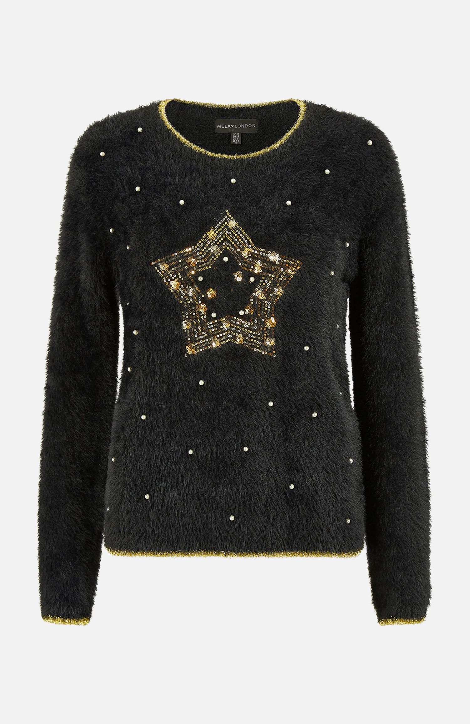 Women's Fluffy Star Holiday Sweater
