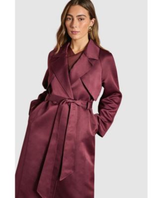 Women's Satin Occasion Belted Trench Coat