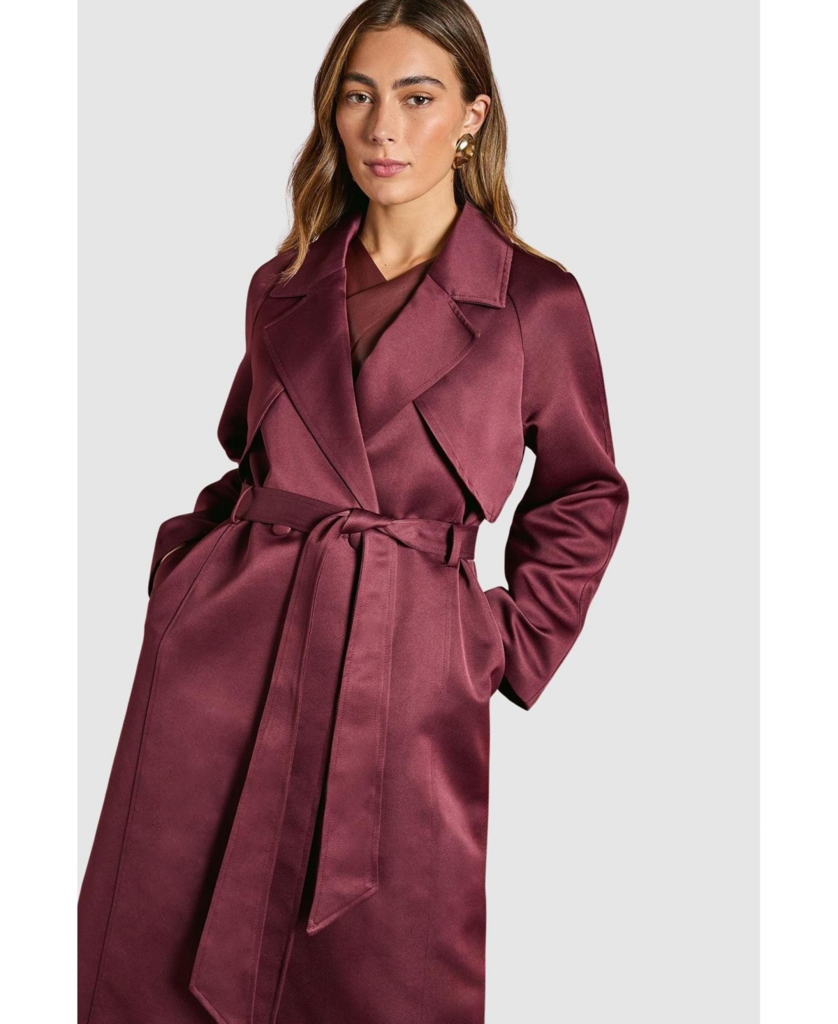 Coast Women's Satin Occasion Belted Trench Coat