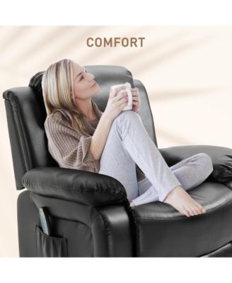 6'3" PU leather Massage Recliner Sofa Swivel Rocking Chair with Footrest,
